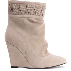 H&M premium quality real suede wedge booties